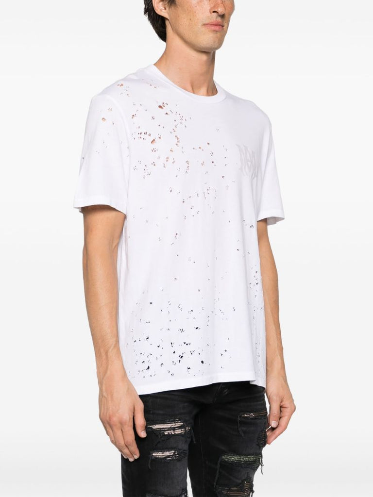 White Ma Distressed Cotton T-shirt