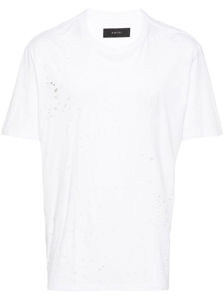 White Ma Distressed Cotton T-shirt