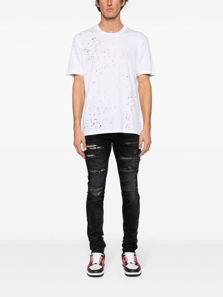 White Ma Distressed Cotton T-shirt