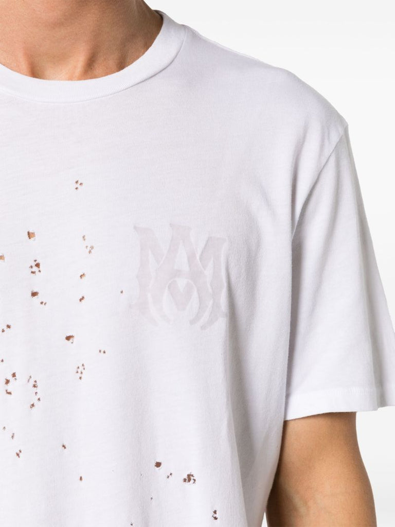 White Ma Distressed Cotton T-shirt