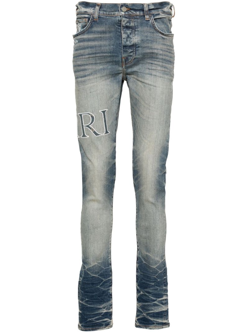Blue Logo Print Skinny Jeans