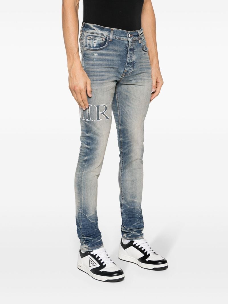 Blue Logo Print Skinny Jeans