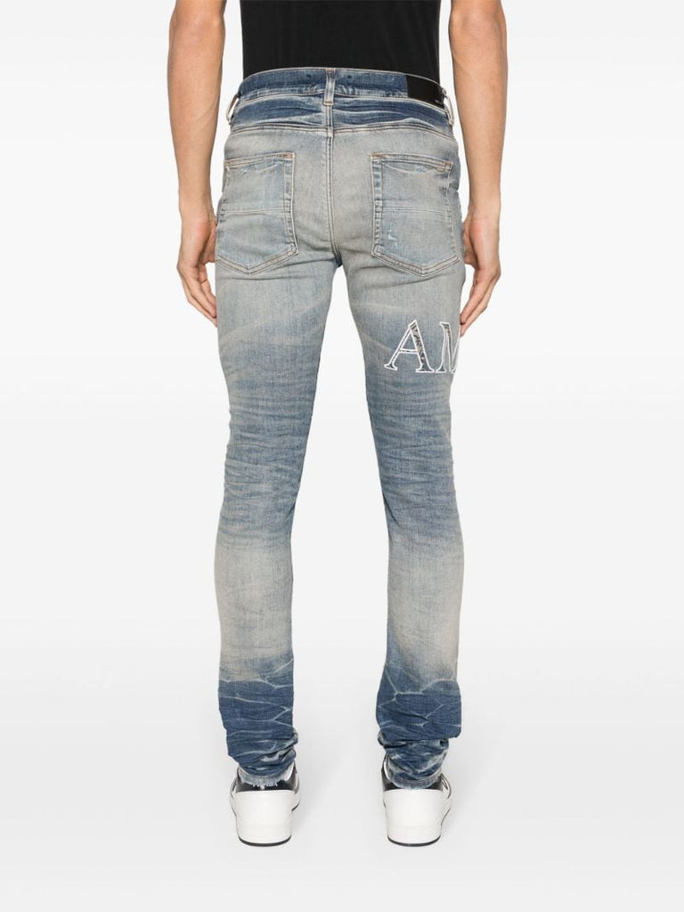 Blue Logo Print Skinny Jeans
