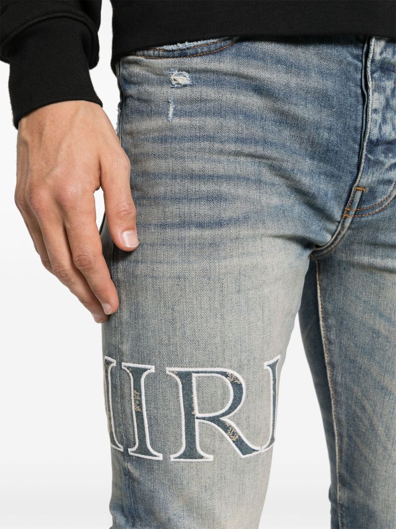 Blue Logo Print Skinny Jeans