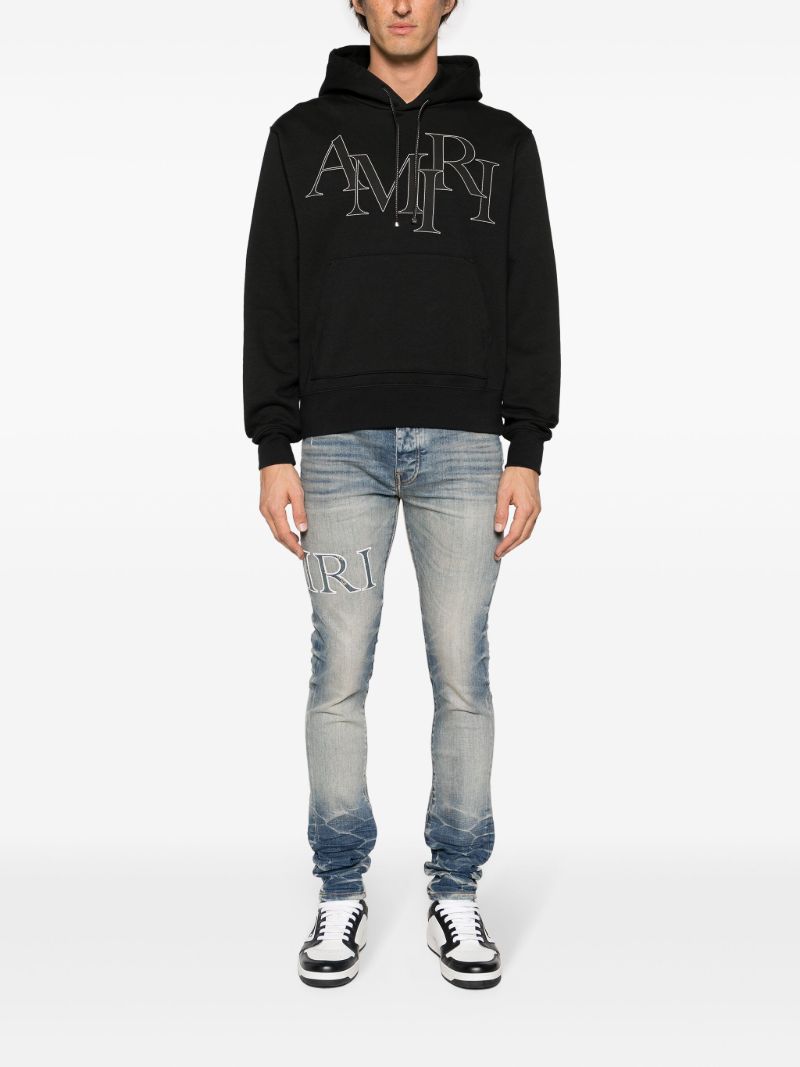Blue Logo Print Skinny Jeans