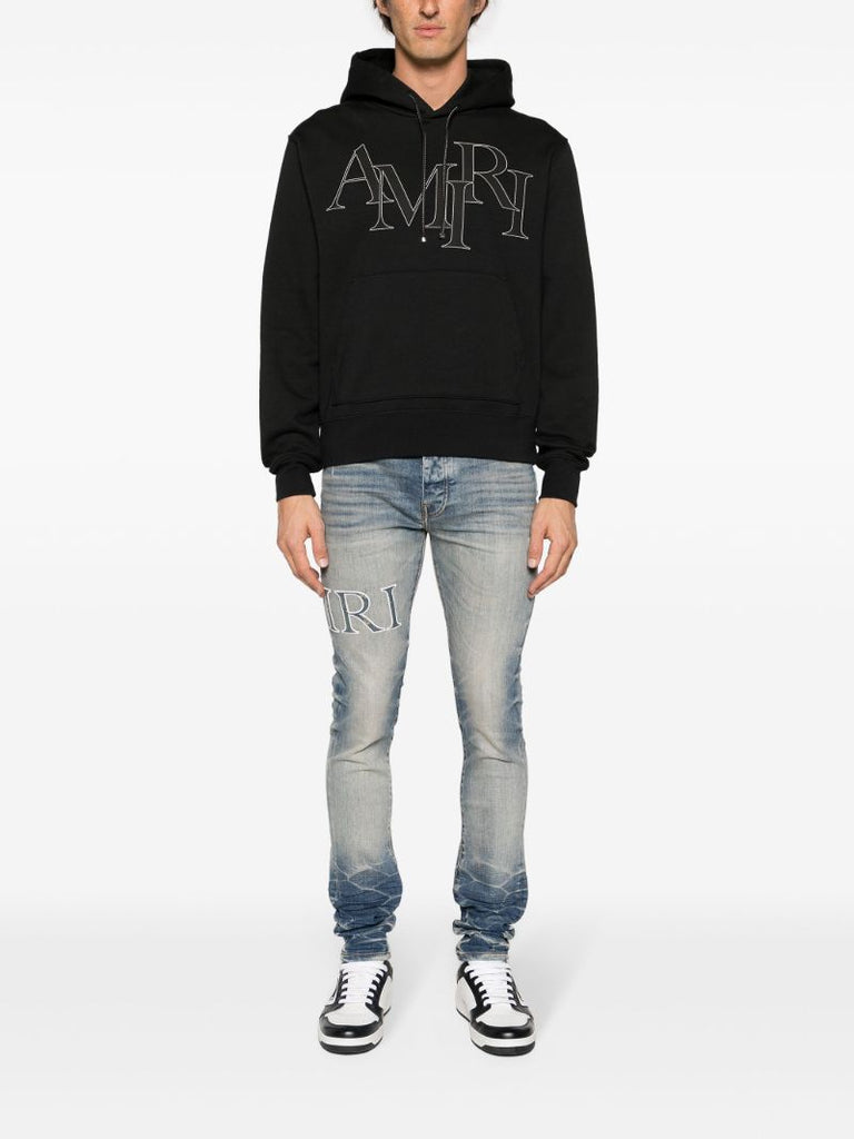Blue Logo Print Skinny Jeans