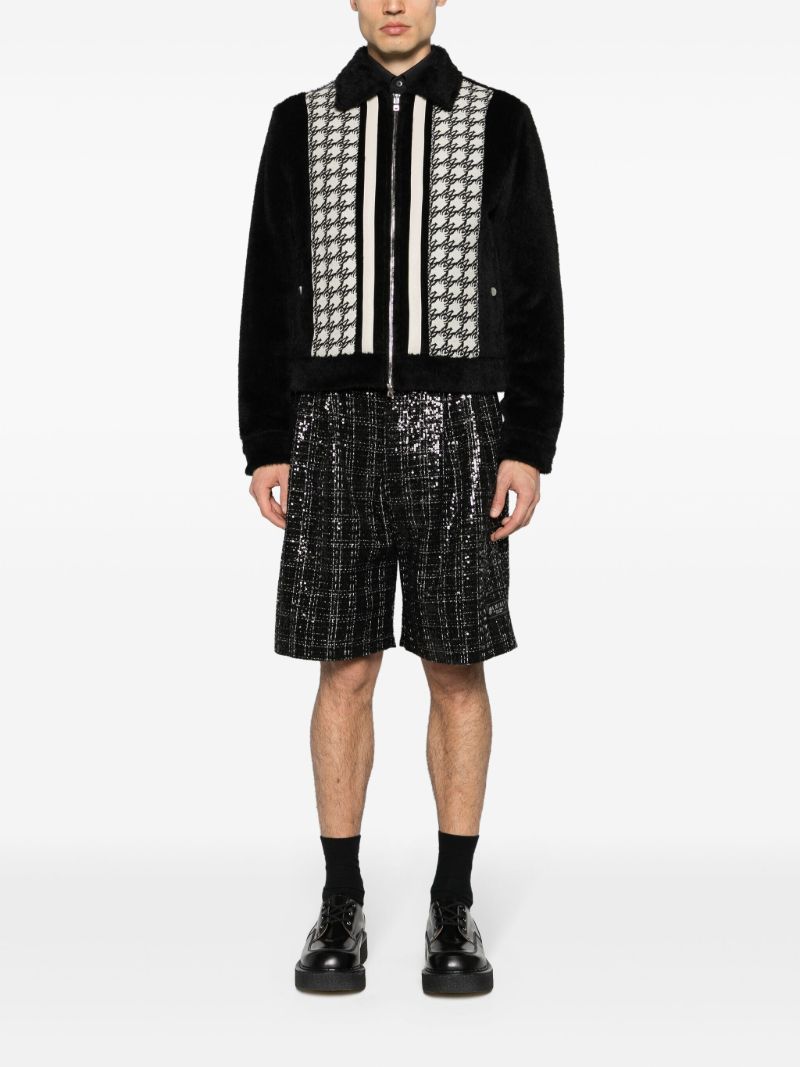 Black Sequin Check Shorts