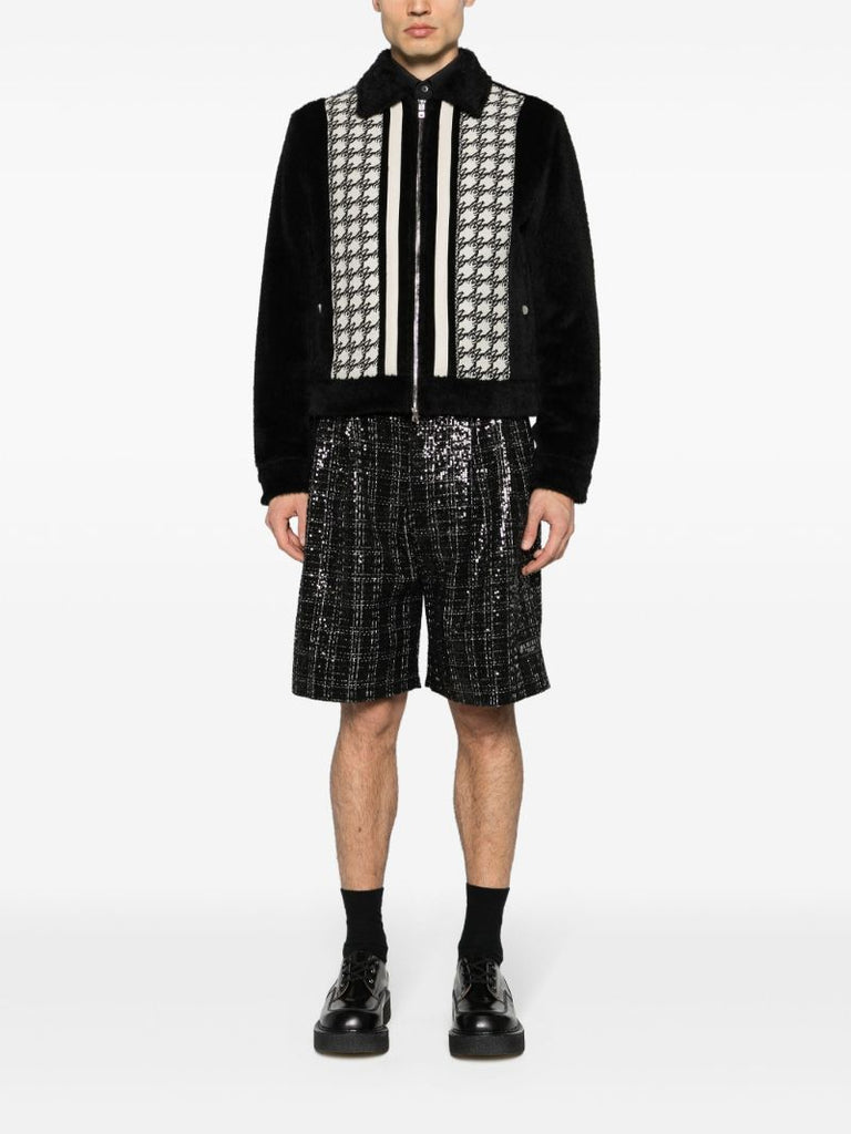 Black Sequin Check Shorts