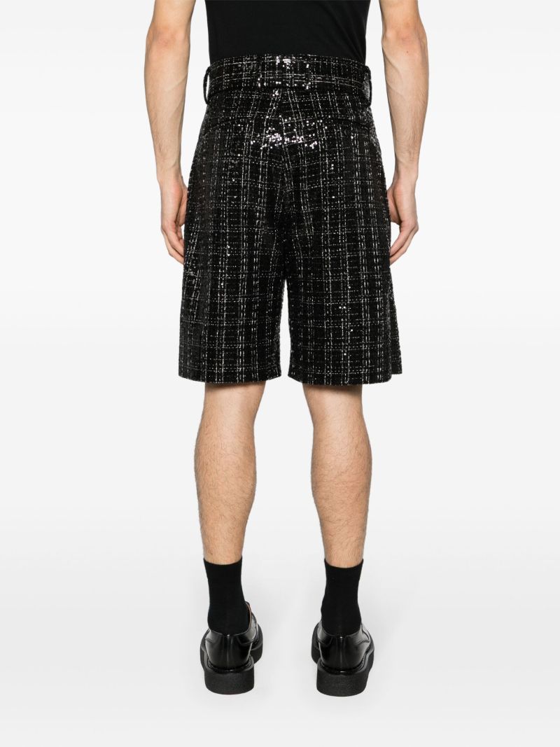 Black Sequin Check Shorts
