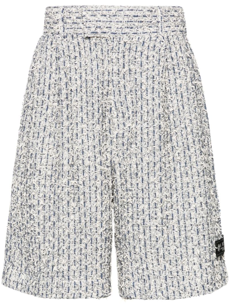 White and Blue BouclÃ_x0083_Â© Shorts