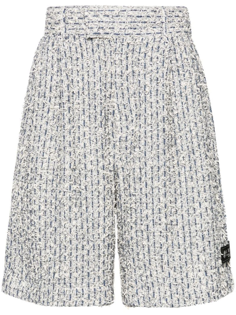 White and Blue BouclÃ_x0083_Â© Shorts