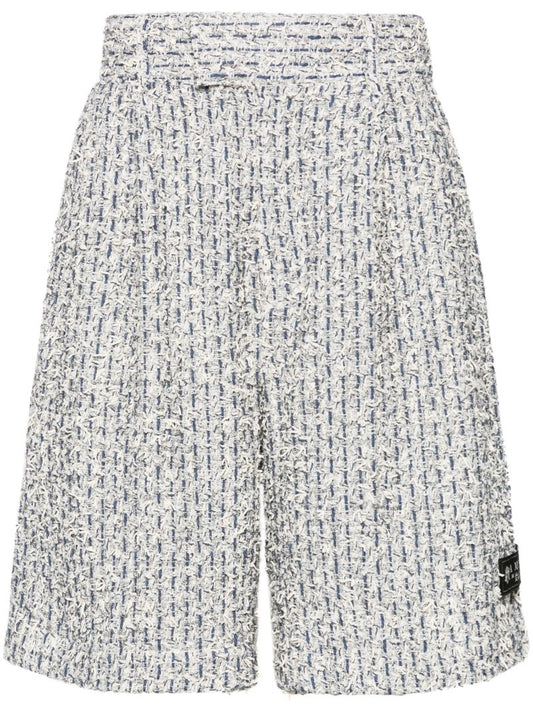 White and Blue BouclÃ_x0083_Â© Shorts