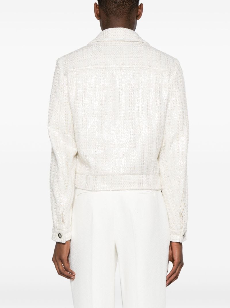 White Sequinned BouclÃ_x0083_Â© Jacket