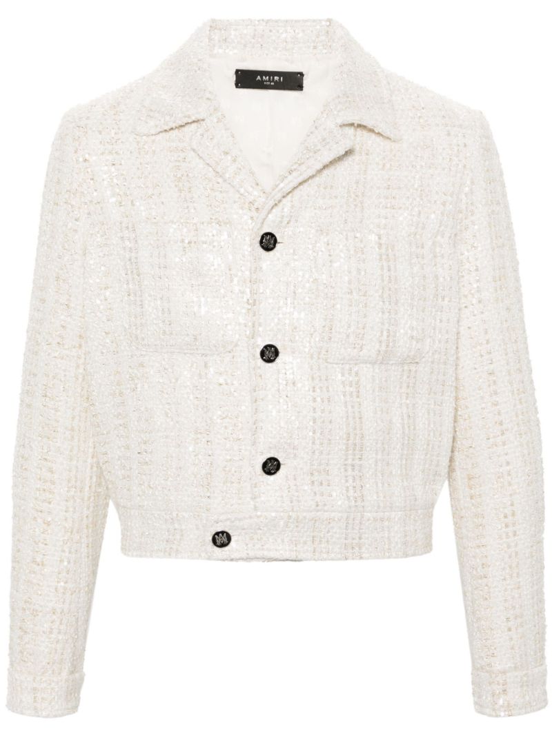 White Sequinned BouclÃ_x0083_Â© Jacket