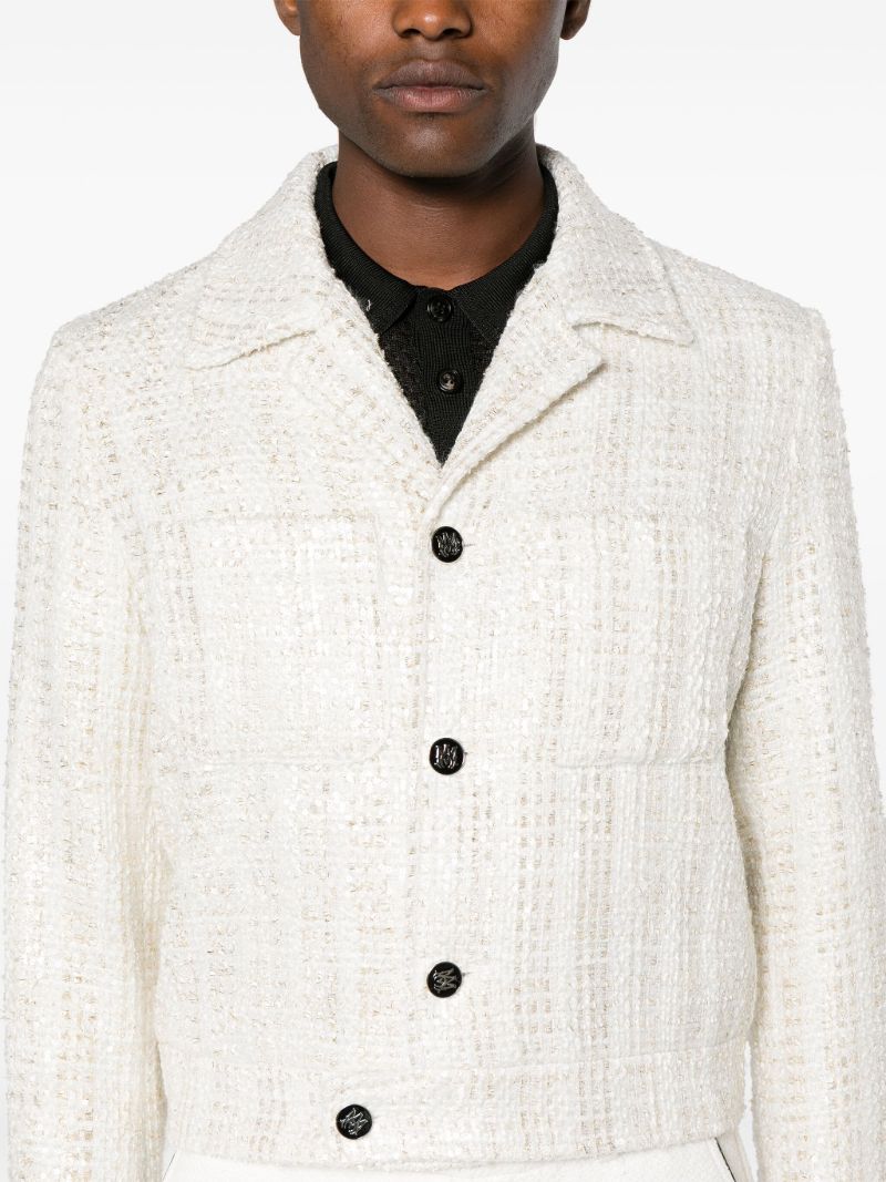 White Sequinned BouclÃ_x0083_Â© Jacket