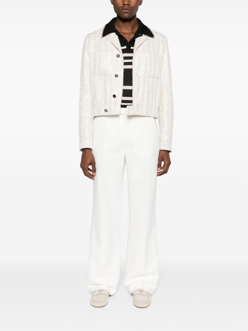 White Sequinned BouclÃ_x0083_Â© Jacket