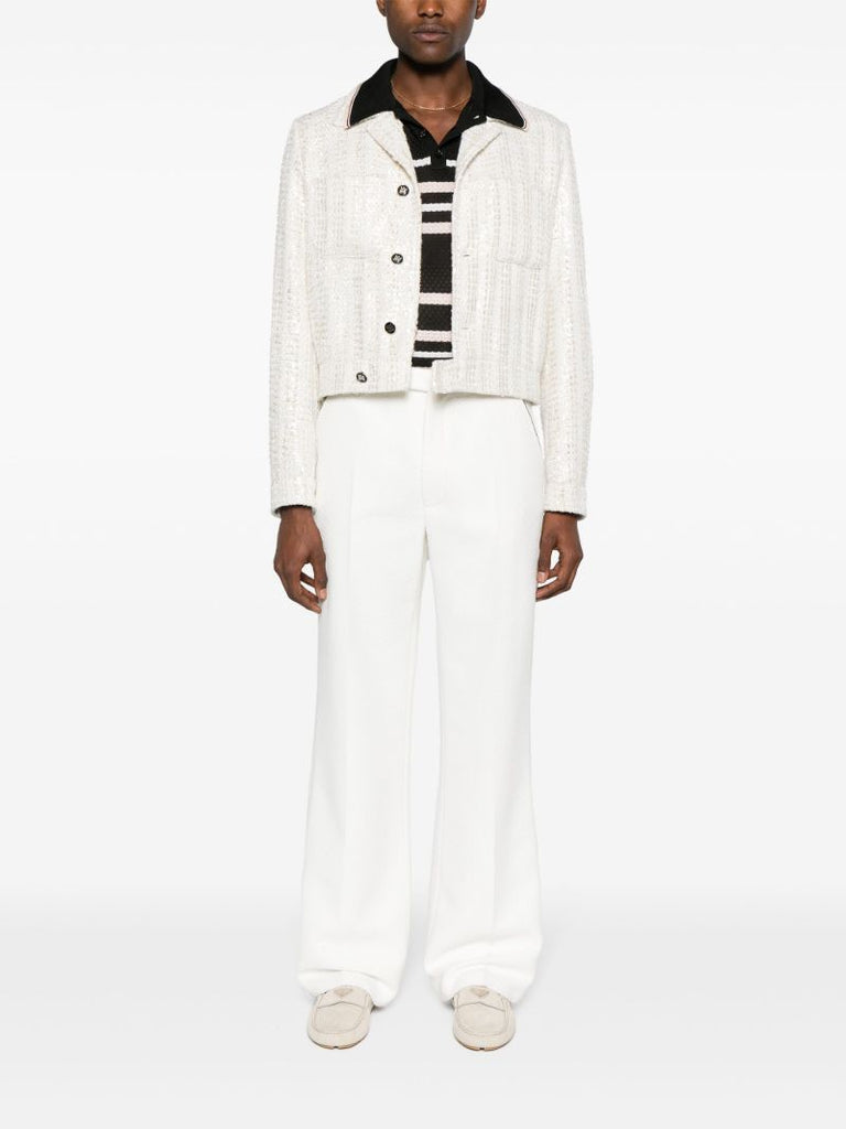 White Sequinned BouclÃ_x0083_Â© Jacket