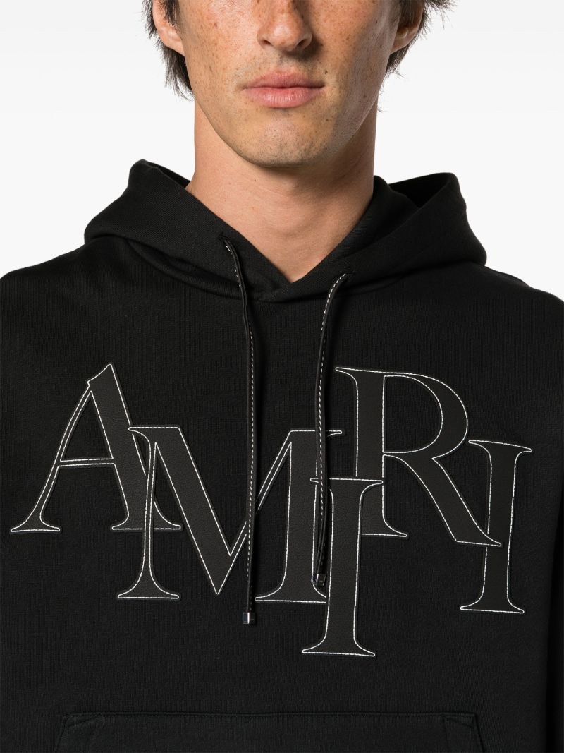 Black Logo AppliquÃ_x0083_Â© Cotton Hoodie