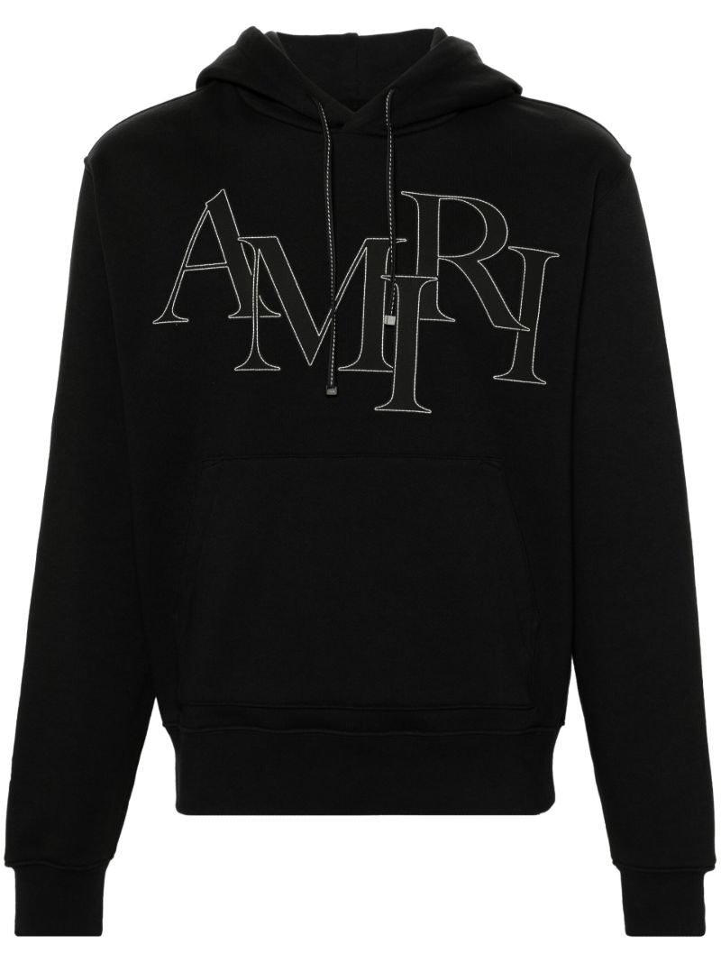 Black Logo AppliquÃ_x0083_Â© Cotton Hoodie