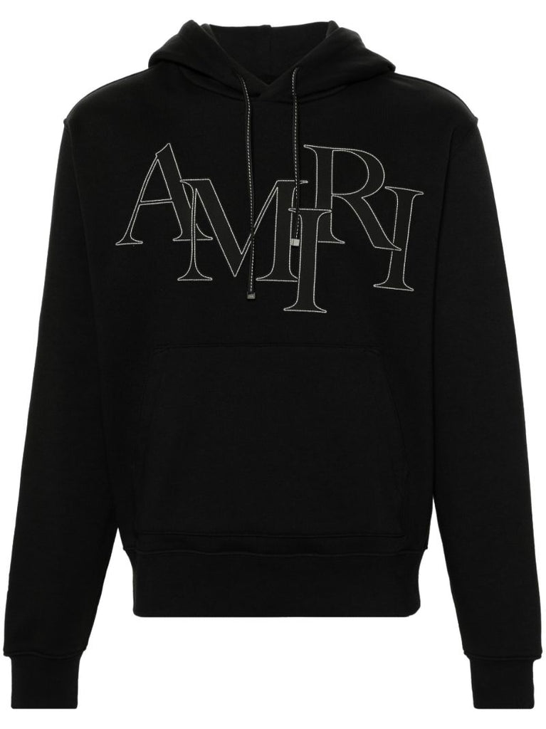 Black Logo AppliquÃ_x0083_Â© Cotton Hoodie