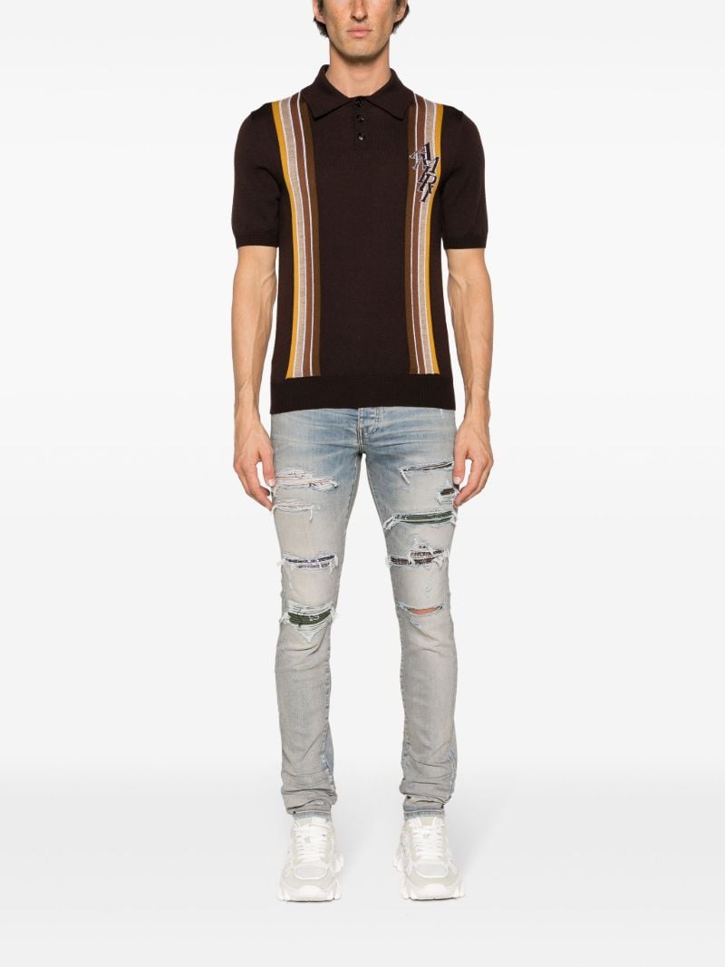 Blue Bandana Distressed Skinny-cut Jeans