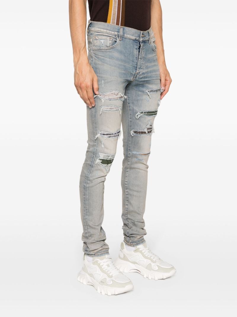 Blue Bandana Distressed Skinny-cut Jeans