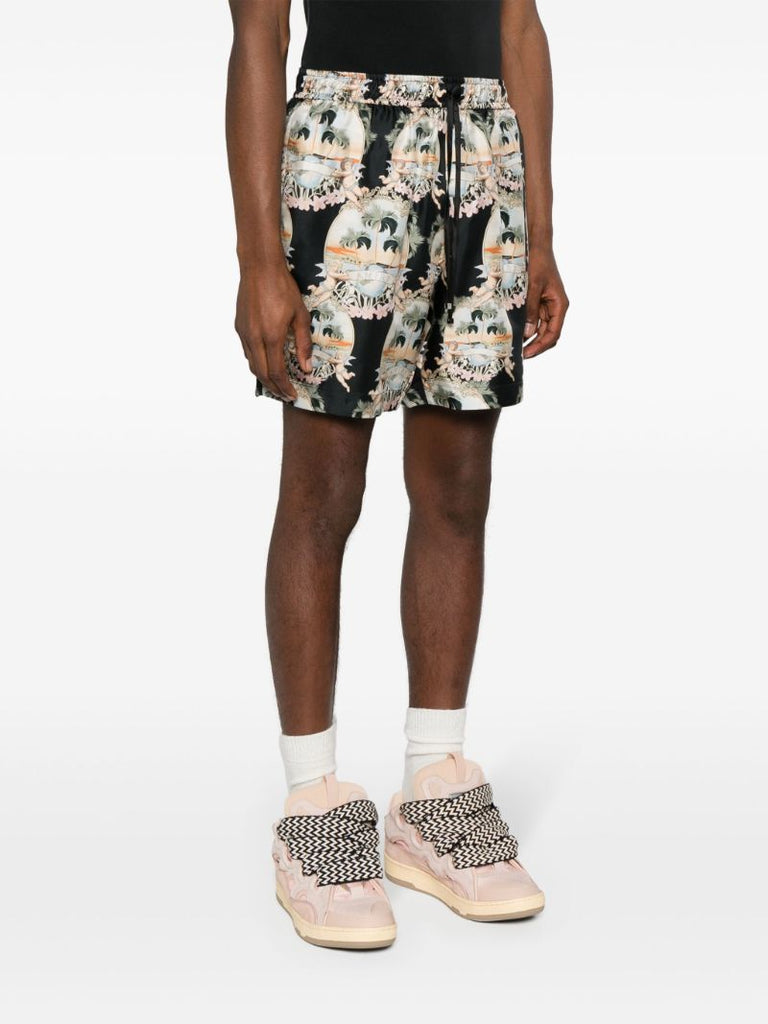 Black Logo-print Silk Shorts