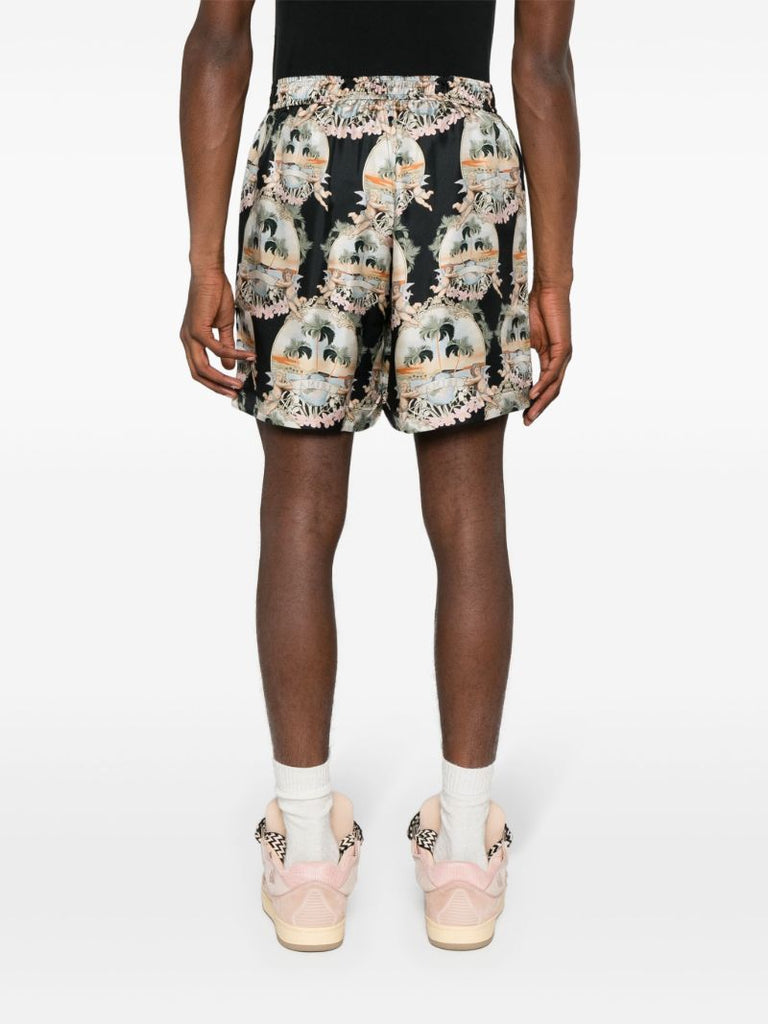 Black Logo-print Silk Shorts