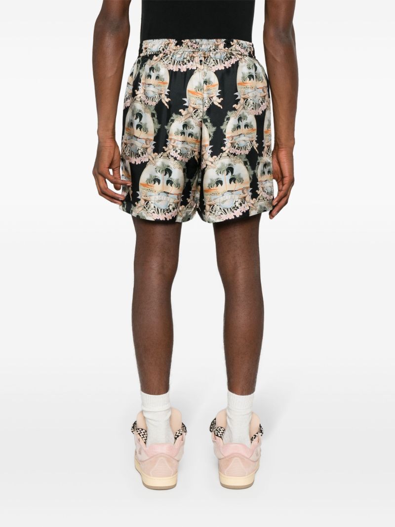 Black Logo-print Silk Shorts