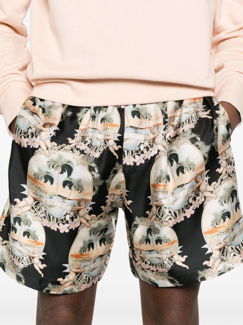 Black Logo-print Silk Shorts