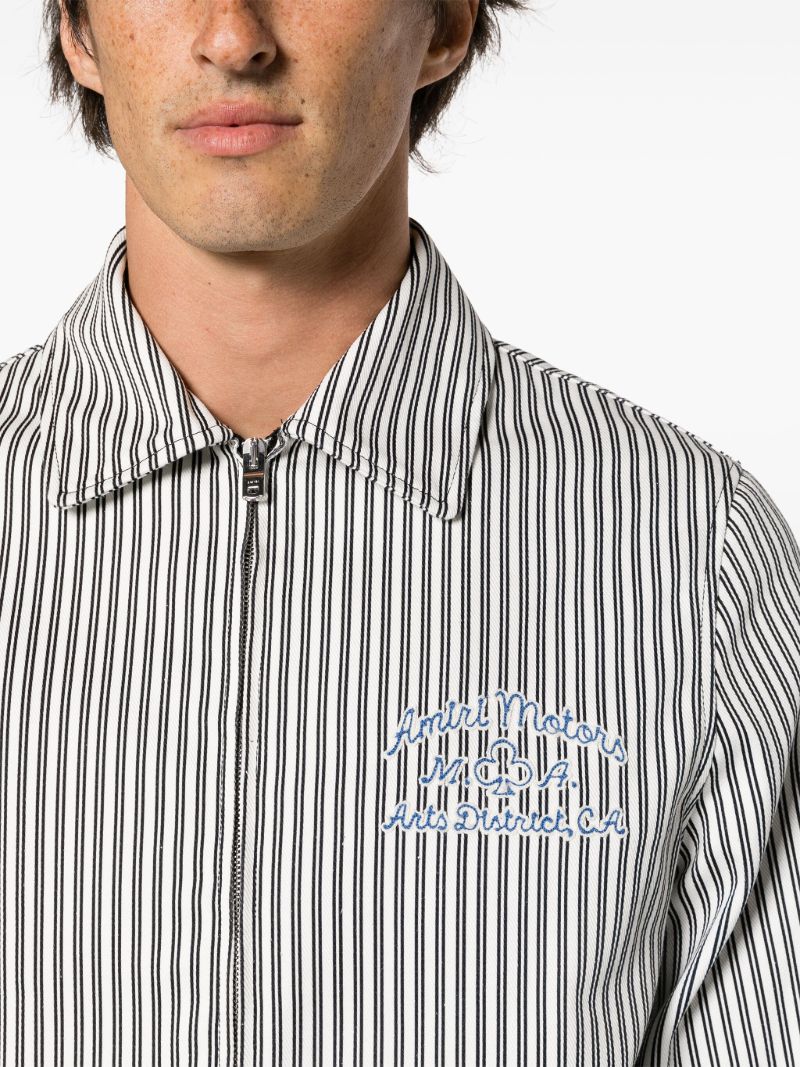 White Motors Striped Cotton Jacket