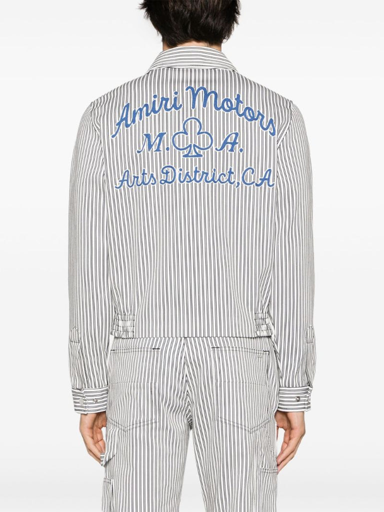 White Motors Striped Cotton Jacket