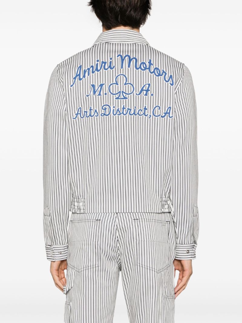 White Motors Striped Cotton Jacket