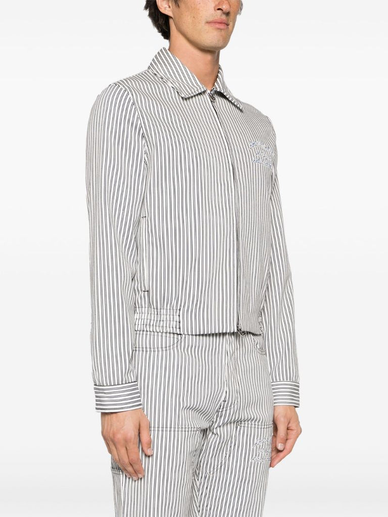White Motors Striped Cotton Jacket