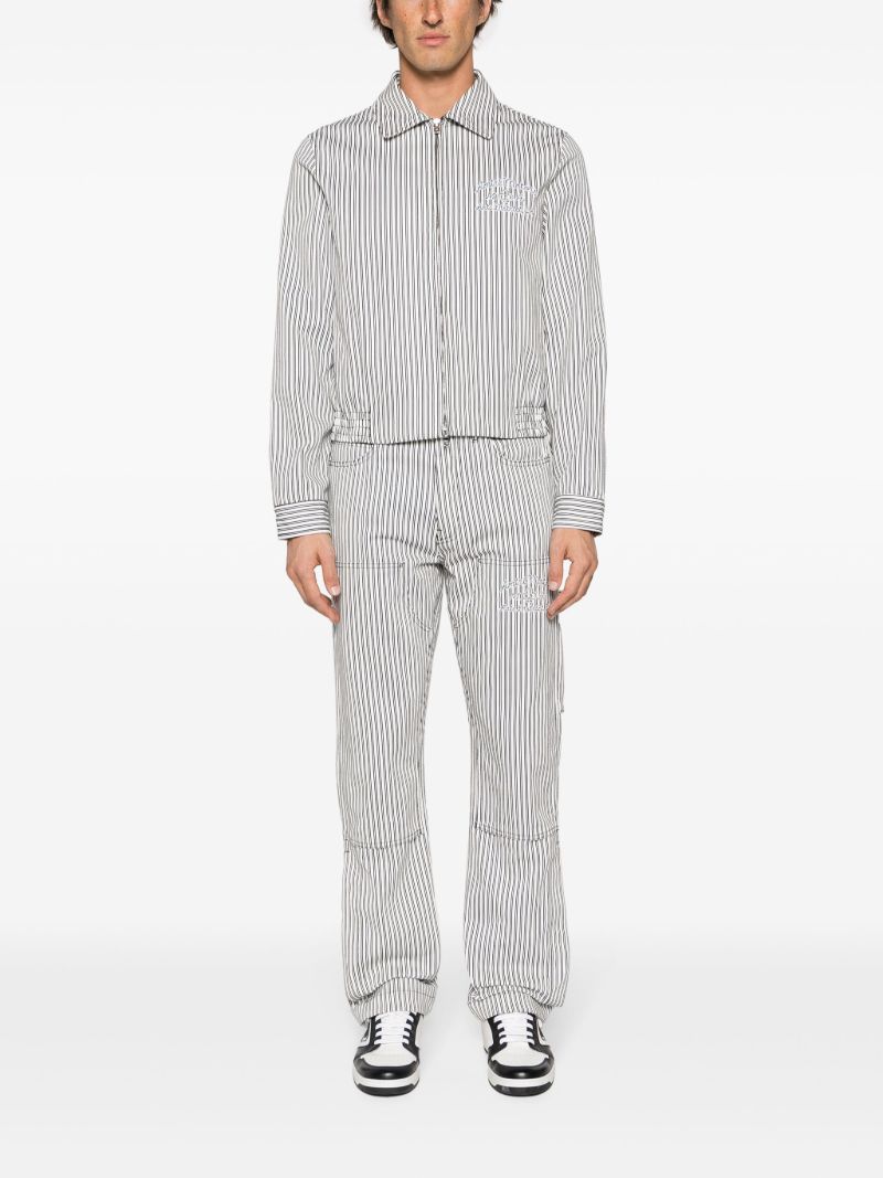White Motors Striped Cotton Jacket