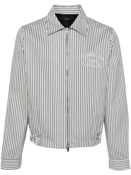 White Motors Striped Cotton Jacket
