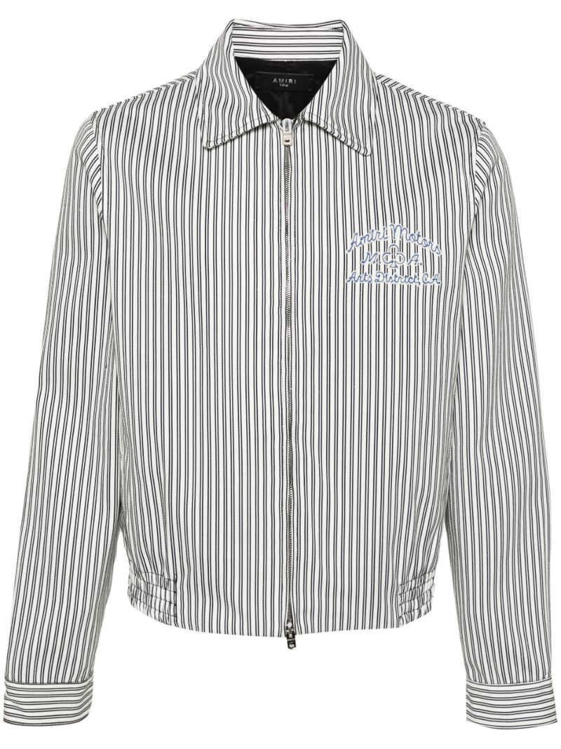 White Motors Striped Cotton Jacket