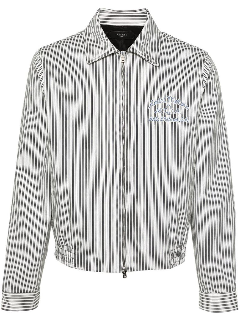 White Motors Striped Cotton Jacket