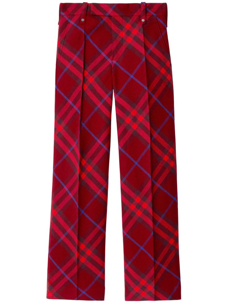 Red Check Wool Trousers