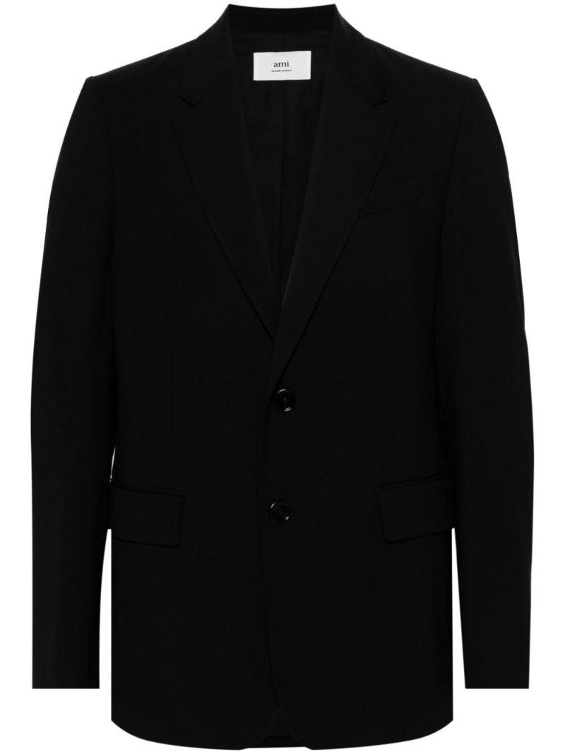 Black Twill Single-breasted Blazer