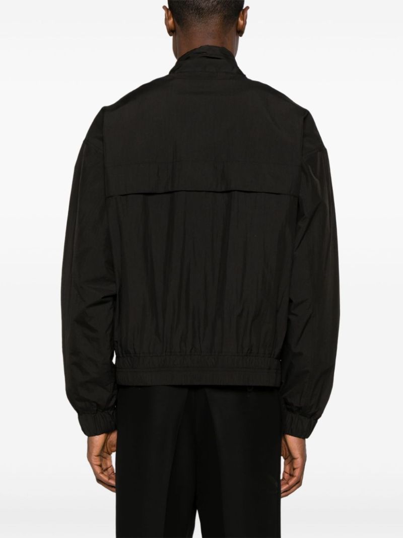 Black Logo Print Zipped Windbreaker