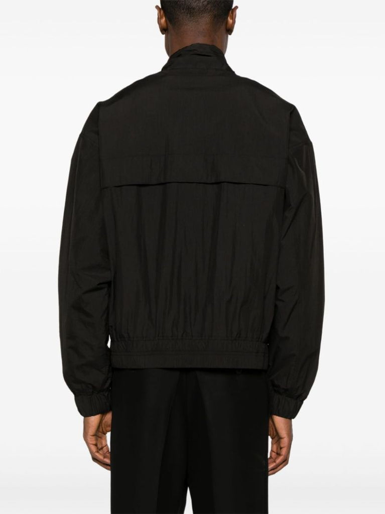 Black Logo Print Zipped Windbreaker