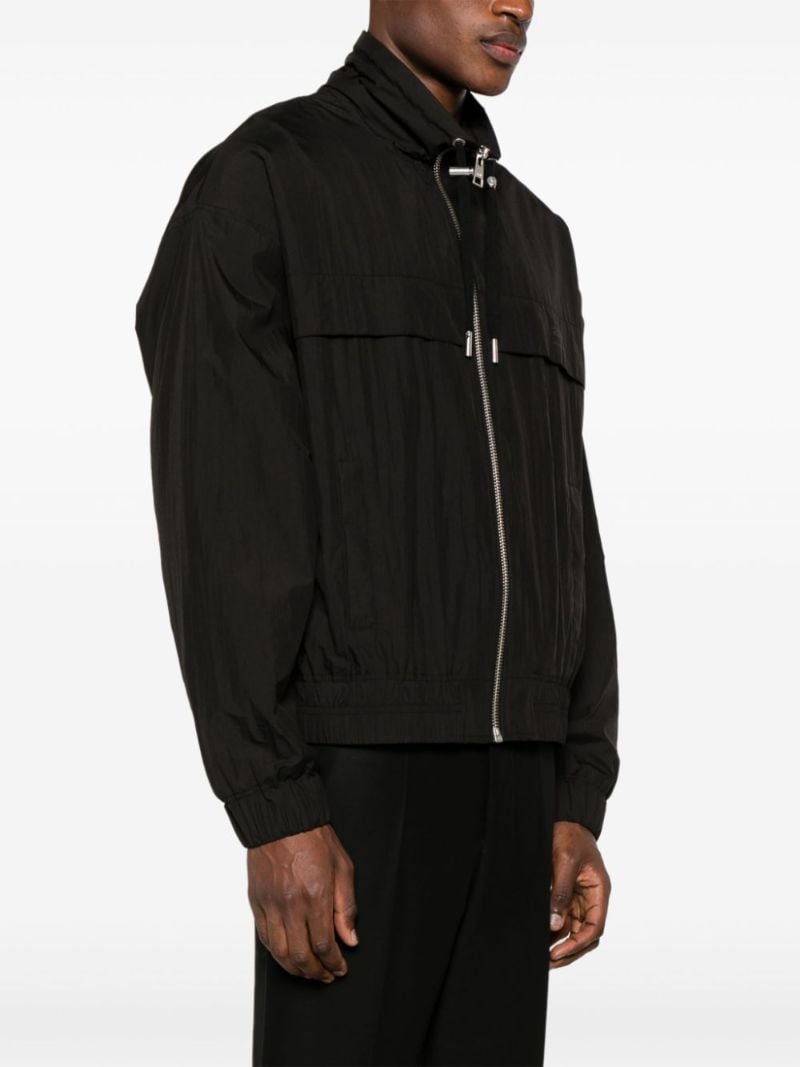 Black Logo Print Zipped Windbreaker