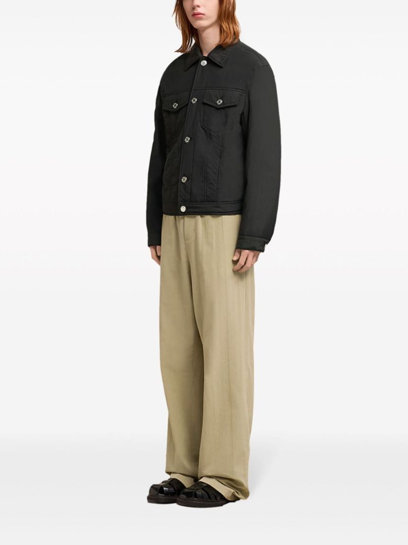 Black Padded Canvas Trucker Jacket