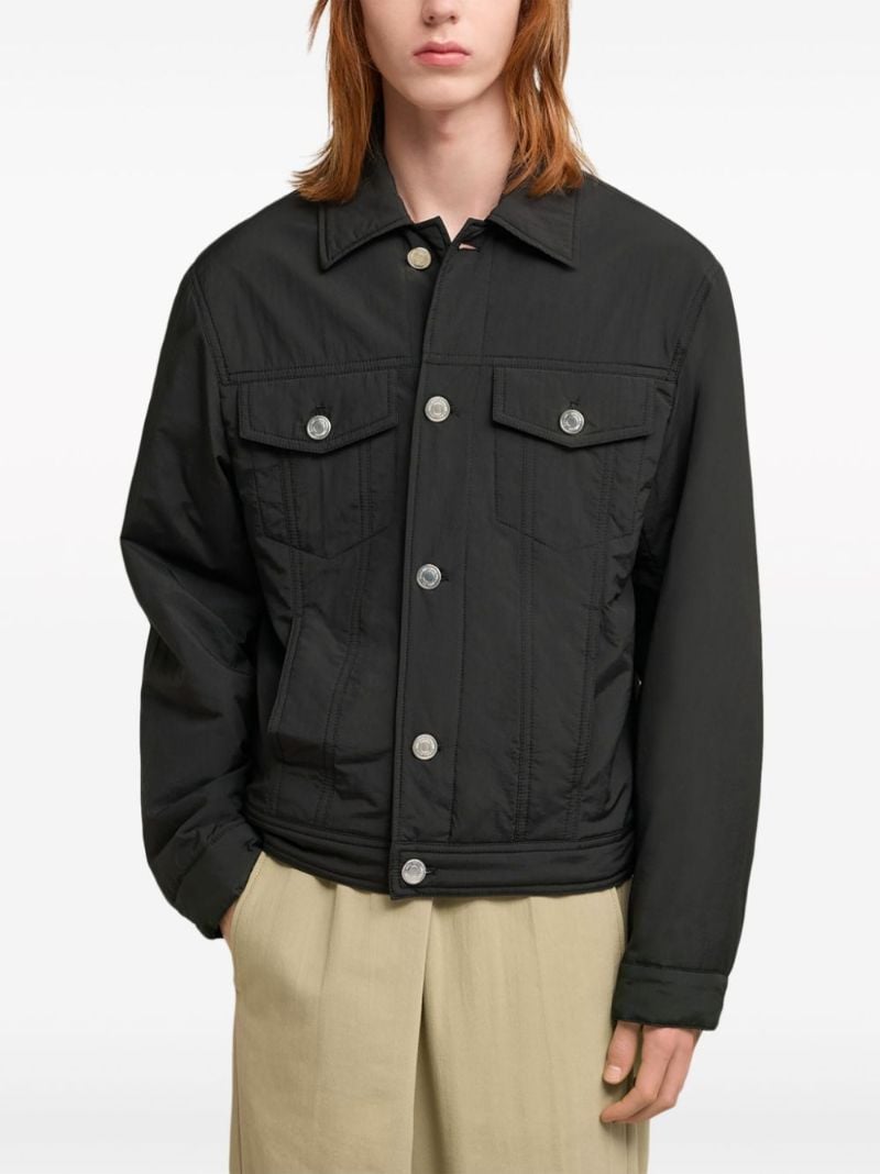 Black Padded Canvas Trucker Jacket