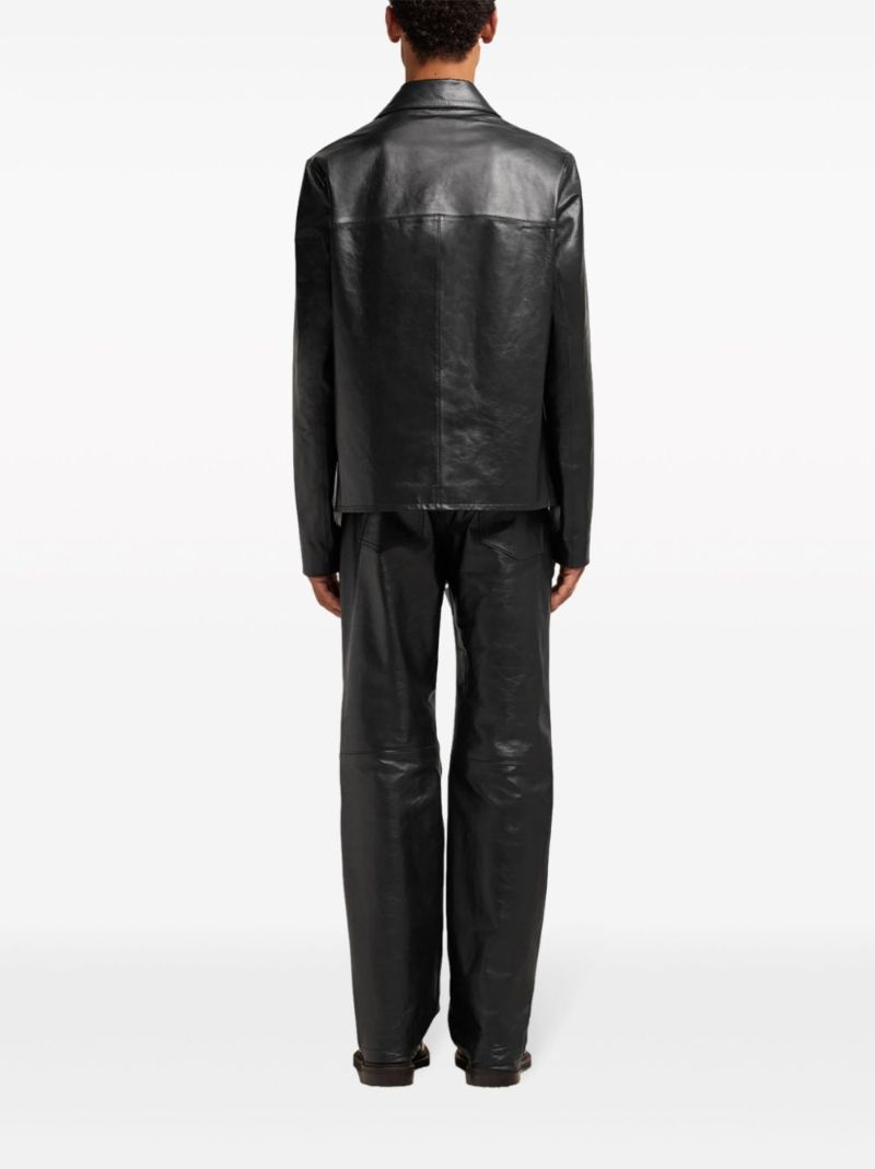 Black Leather Single-breasted Blazer
