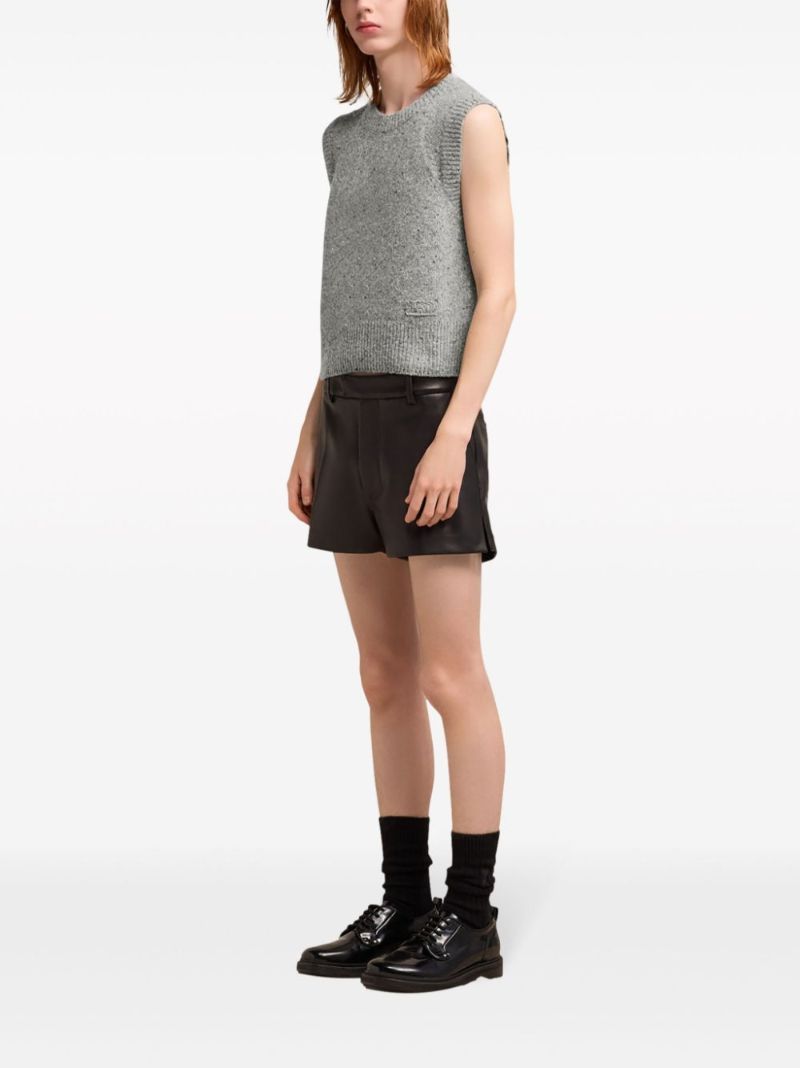 Grey Logo-embroidered Wool Top