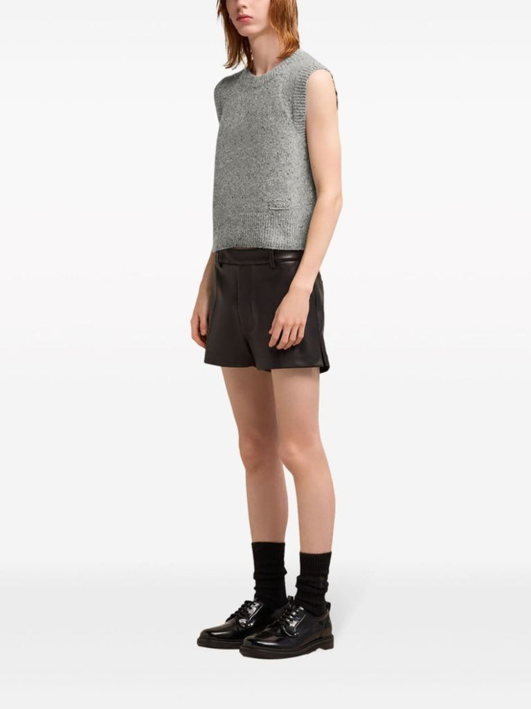 Grey Logo-embroidered Wool Top