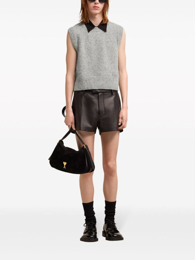 Grey Logo-embroidered Wool Top