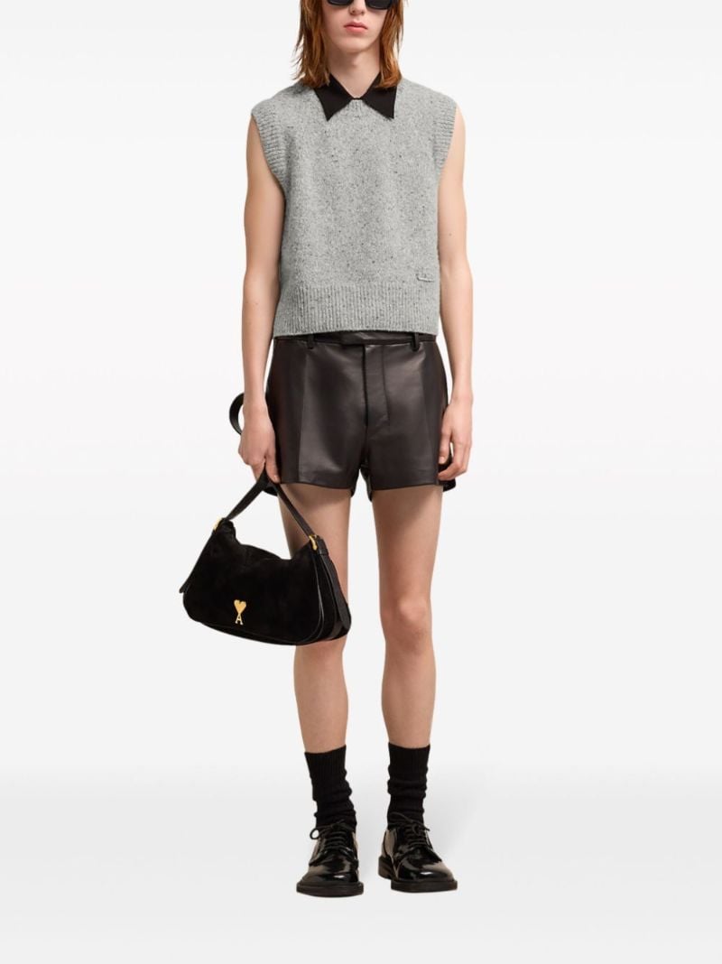 Grey Logo-embroidered Wool Top